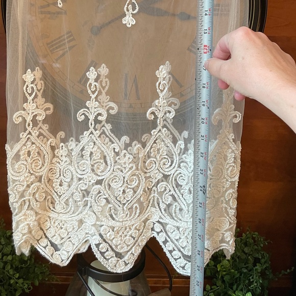 Sheer white lace crochet see thru tunic, tank - Picture 3 of 7